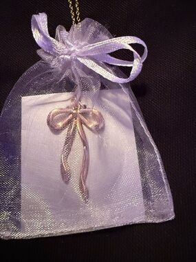 White Organza Gift Bag with Gold Cross Pendant